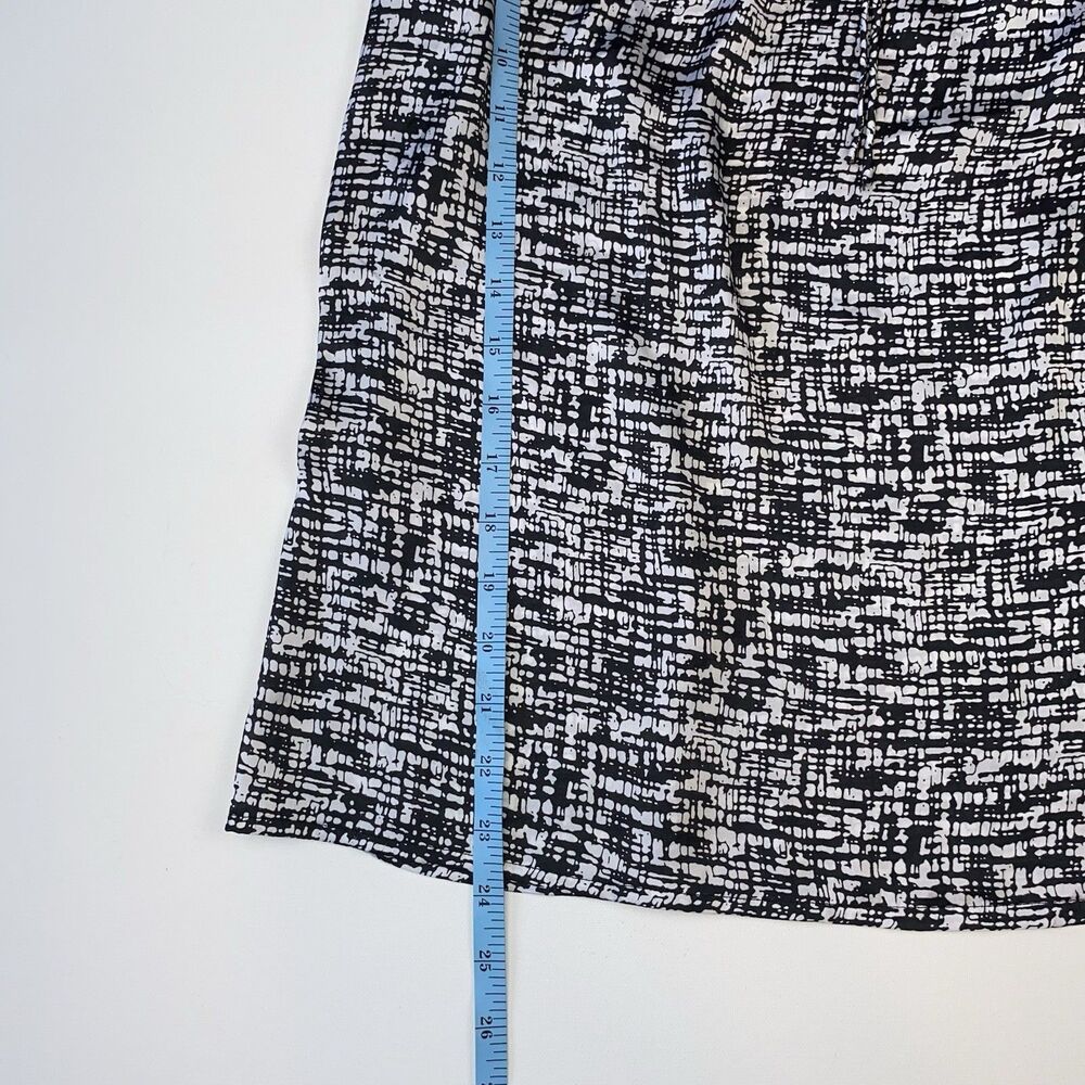 Women's Black & White Abstract Print Ruffle Neck Sleeveless Blouse Size M - Picture 6 of 6